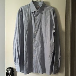 ISAIA Italy Blue Striped Cotton Shirt 18/45